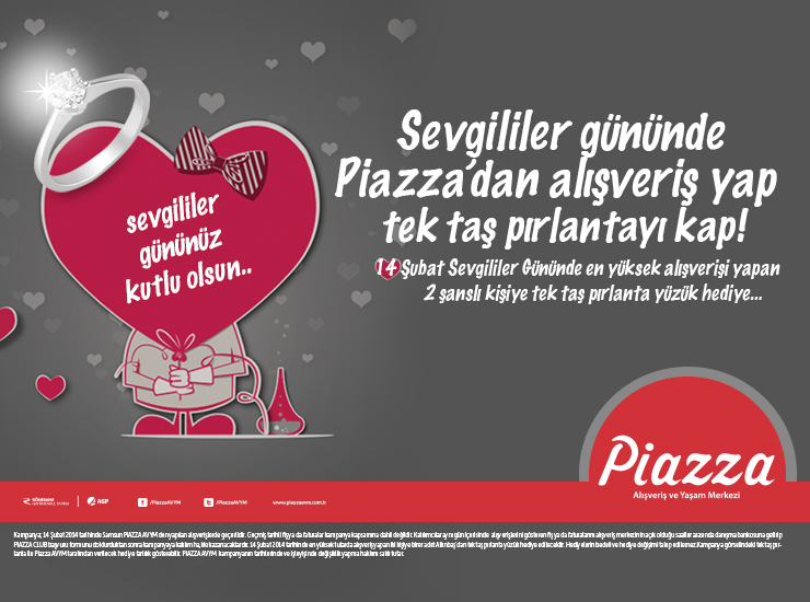 Sevgililer Gününde Piazza'dan Alışveriş Yap Tek Taş Pırlantayı Kap!